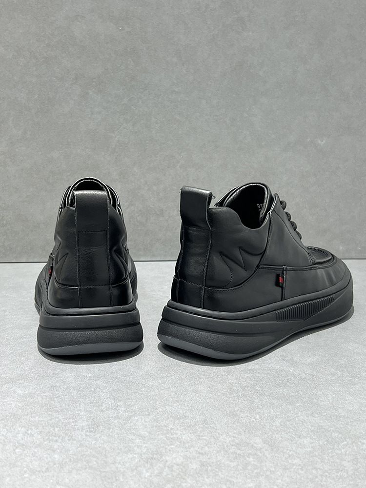 Bottines montantes tendance automne 2024, doublées polaire, chaudes et polyvalentes, en cuir véritable, style décontracté pour homme_voghion.com