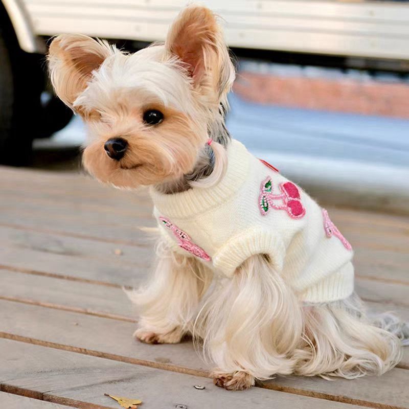 Pet Dog Cat Super Cute Princess Style Cherry Sweater For Small And Medium Pets Maltese Bichon Teddy_voghion.com