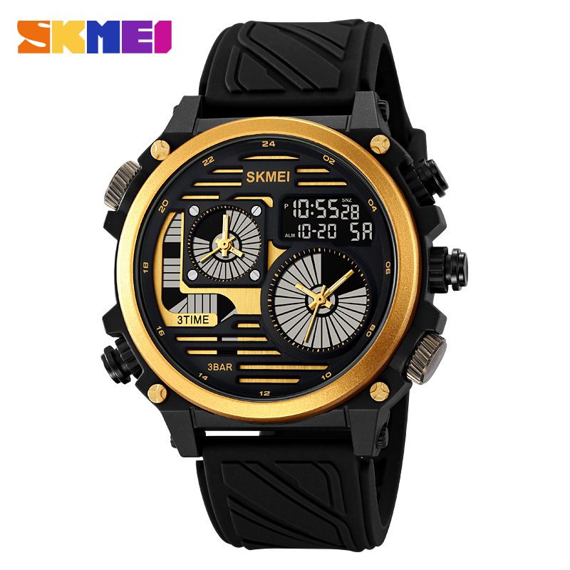 Momentum Sports Outdoor Waterproof Electronic Tough Men's Style Large Dial Multi-Function Four-Time Watch_voghion.com