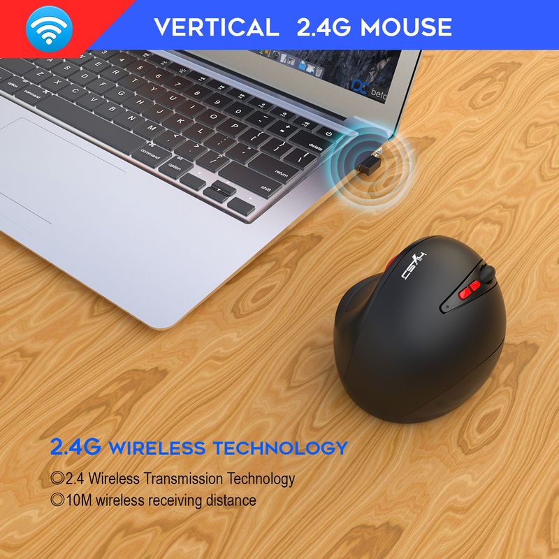 T31 2.4G trådløs genopladelig vertikal mus med 7 taster og ergonomisk design_voghion.com