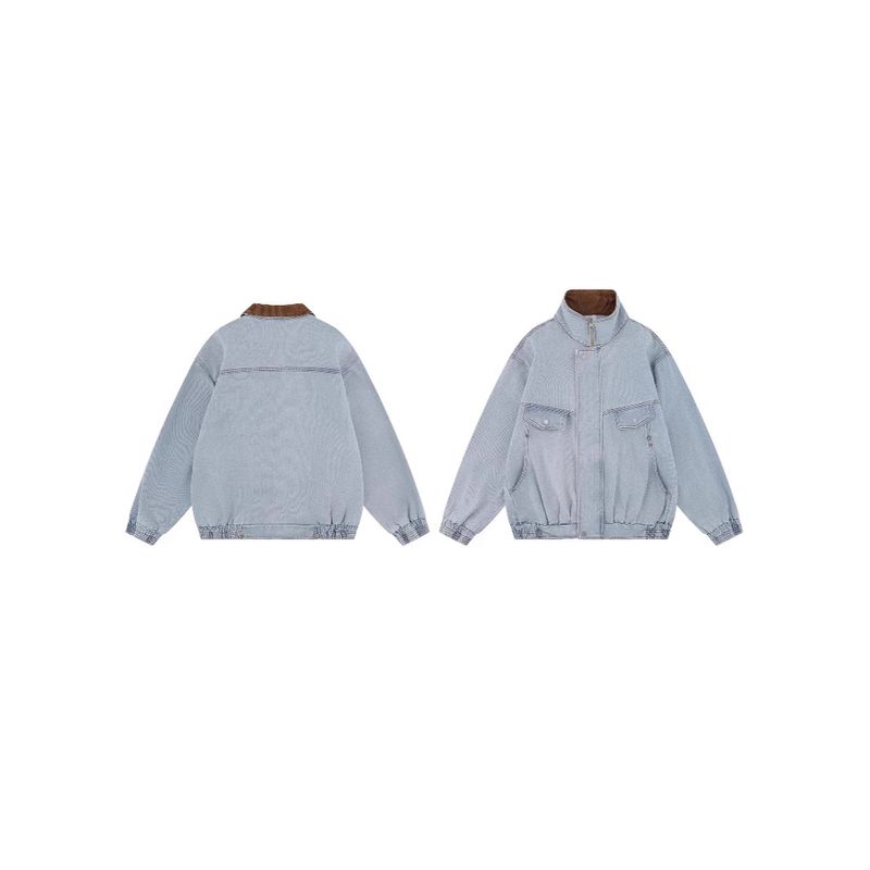 Actorwet2025 Frühling Neue Denimjacke für Herren und Damen der American Street Trendy Brand mit Farbblockkragen_voghion.com