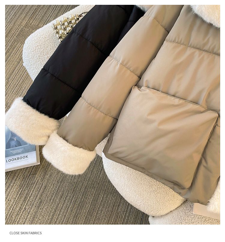 Veste courte en coton pour femme, élégante et matelassée, avec doublure polaire, coupe ample, chaude et confortable, pour homme et femme._voghion.com