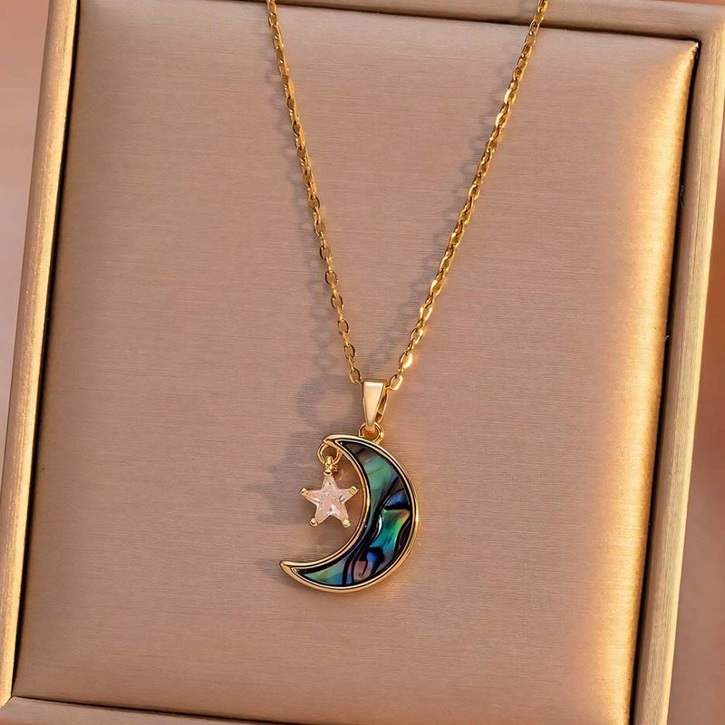 Titanium steel does not fade necklace Europe and the United States shell butterfly fishtail moon light luxury clavicle chain all senior sense necklace_voghion.com