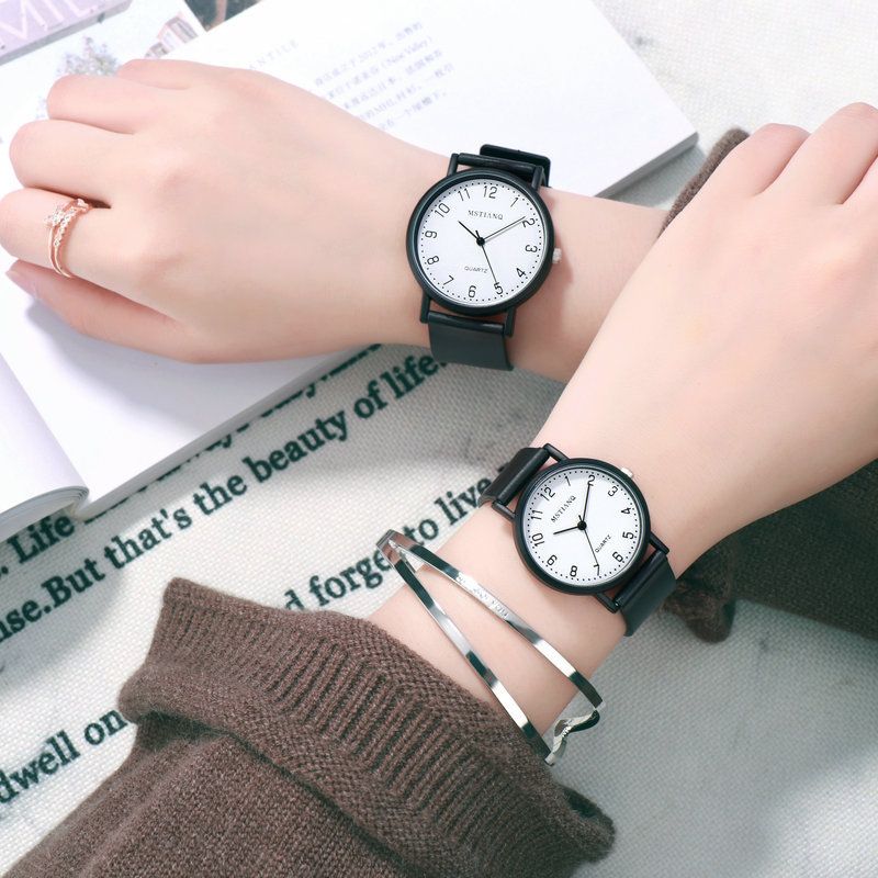 Barnklocka för tentamensklocka, elegant och enkel, koreansk, avslappnad studentklocka för män och kvinnor, college-stil, retro, litterär klocka för par_voghion.com