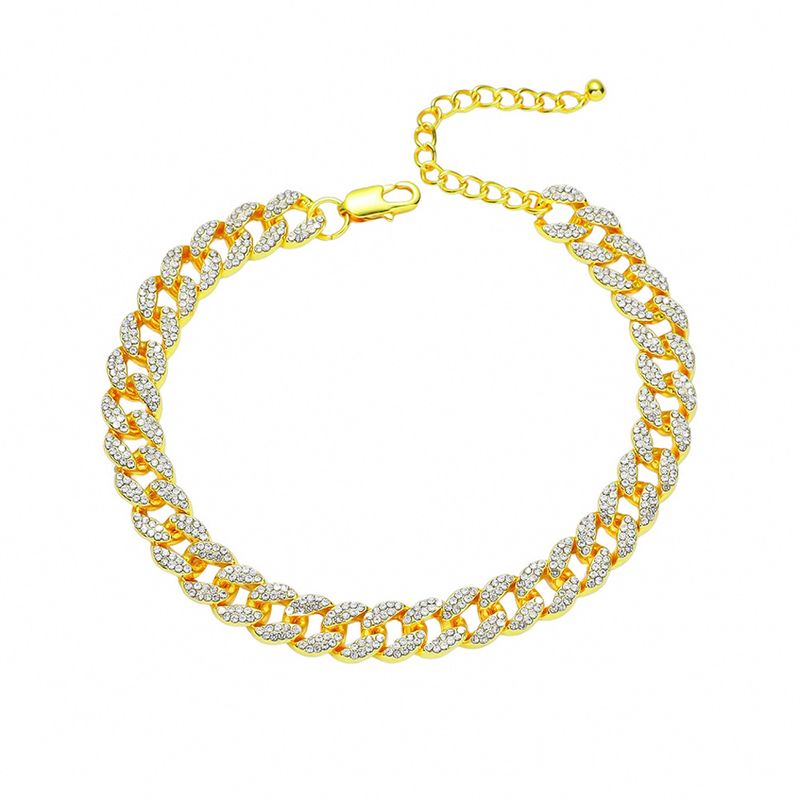 Hip Hop Full Diamond Cuban Chain Unisex Trendy Foot Jewelry Inlaid Fashion Accessories Anklet_voghion.com