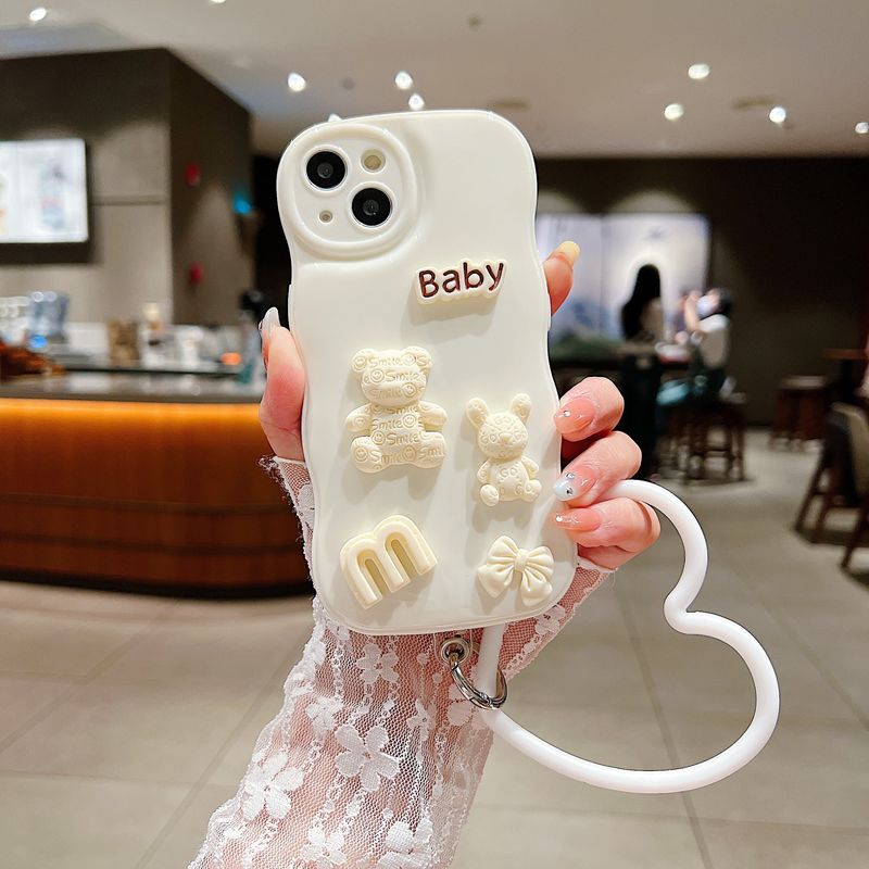 Applicable to Huawei Honor 80 wave air cushion BABY bear phone case P60PRO Bubble Drop-resistant rabbit love bracelet_voghion.com