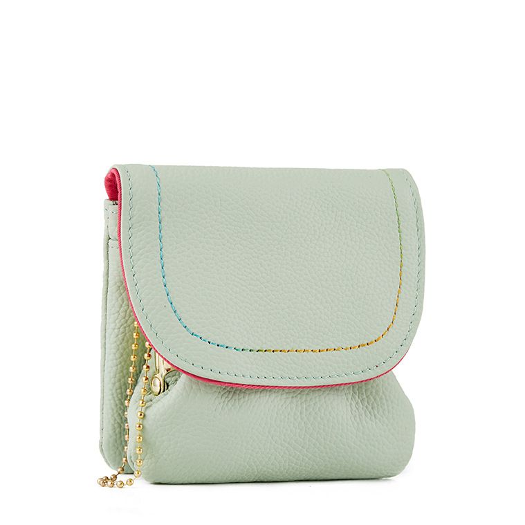 First Layer Cowhide Purse Portable Coin Bag Creative Cute Simple Snap Wallet Fashion Earphone_voghion.com