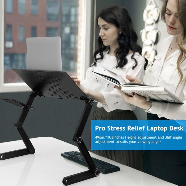 Foldable Laptop Table Bed Notebook Desk With Mouse Board Aluminum Alloy Breakfast Snacking Tray For Home Office Travel Use_voghion.com