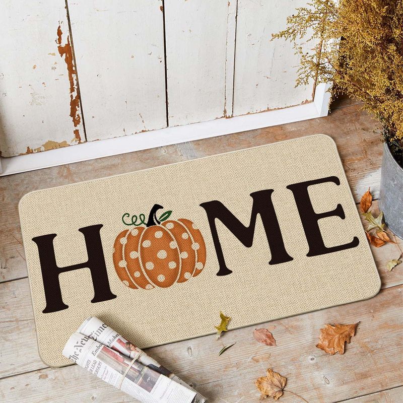 Rutschfeste Thanksgiving-Kürbis-Küchenmatte – Saugfähiger Eingangsteppich, Herbsternte-Design, Polyestergewebe, 40 x 60 cm und 50 x 80 cm_voghion.com