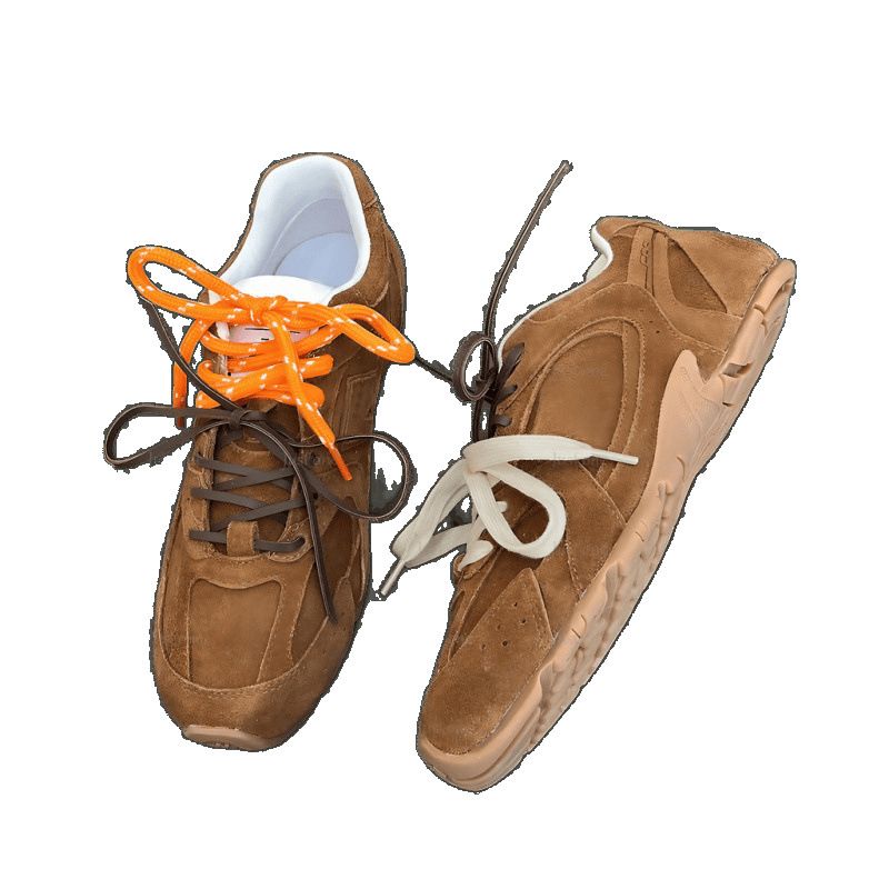 Lacci per scarpe casual sportivi in pelle bicolore, sfregamento e invecchiamento, MIU Home Forrest Gump, allenamento tedesco, da donna_voghion.com