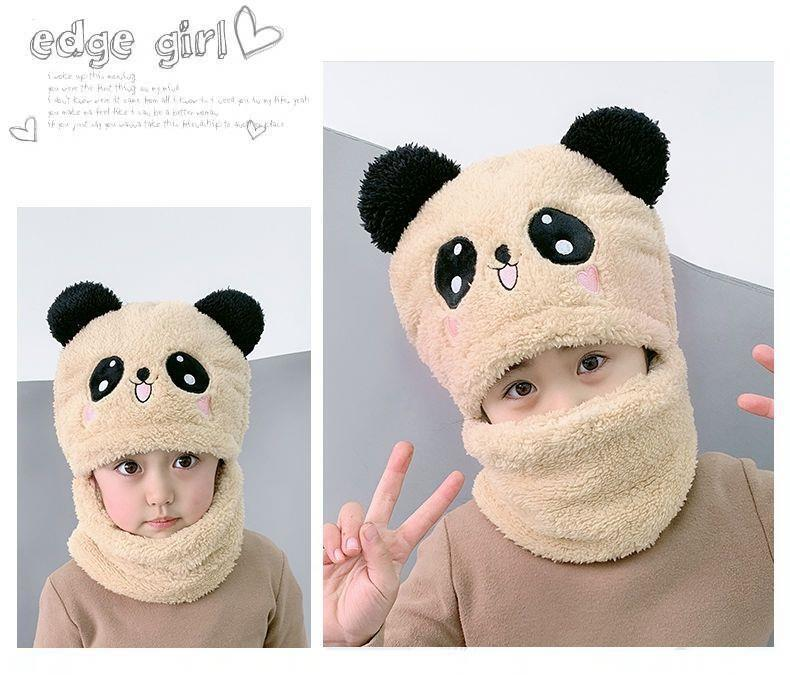 Cute and Warm Cap with Face Cover for Kids - Autumn and Winter Hat and Scarf Combo_voghion.com