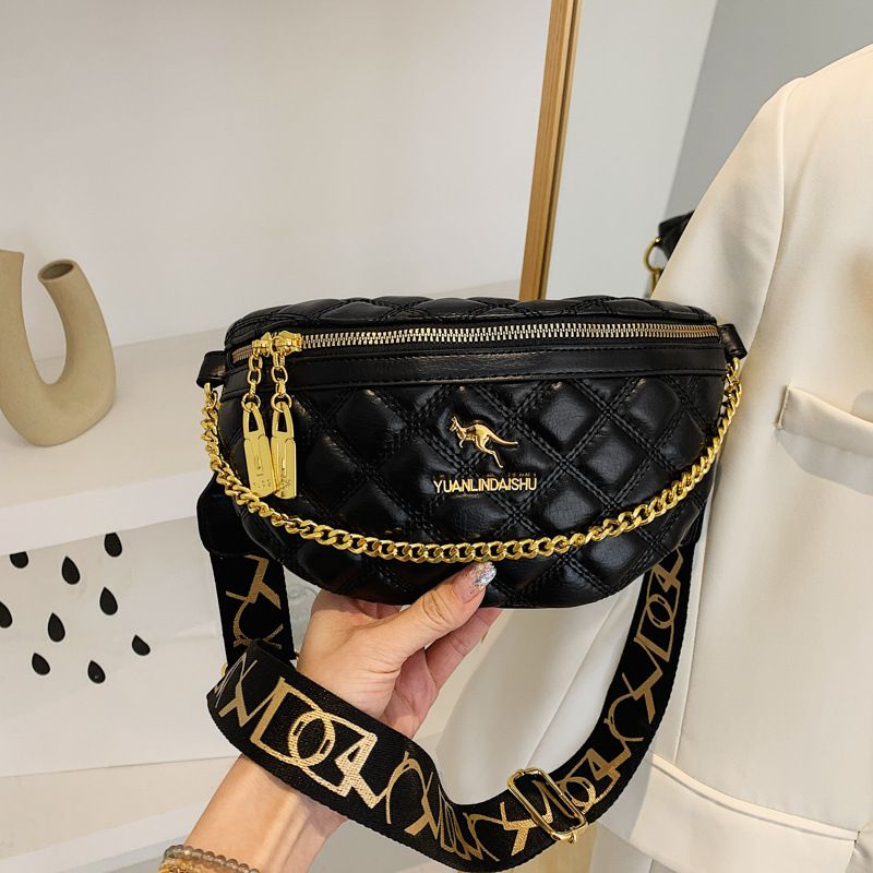 Embroidery Thread Waist For Women, New Fashion Diamond Pattern Chest High-end Wide Strap Crossbody Bag, Korean Style_voghion.com