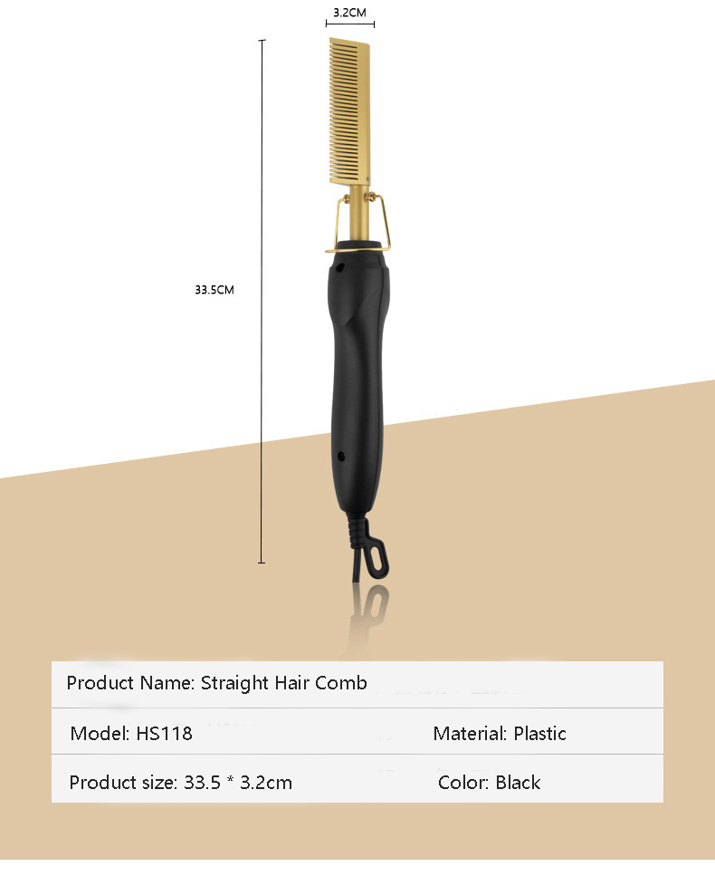 Portable Electric Combs Ceramic LED Straightener Rhinestone Hot Comb Hair_voghion.com