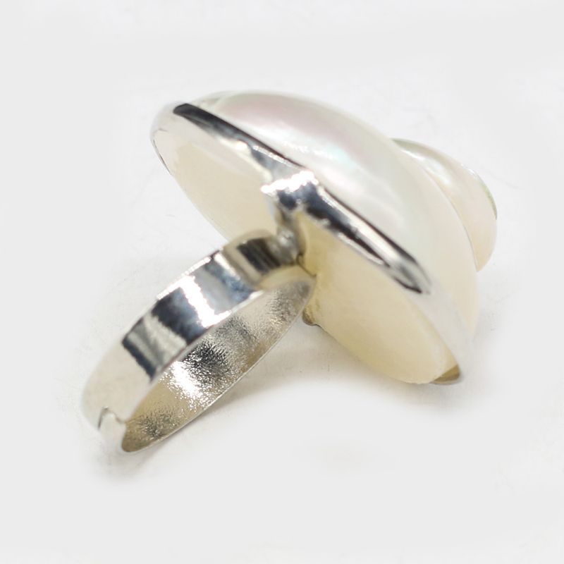 2025 New Arrivals Retro style women's simple round natural shell stone fashionable index finger fingertip rings, girls' jewelry_voghion.com