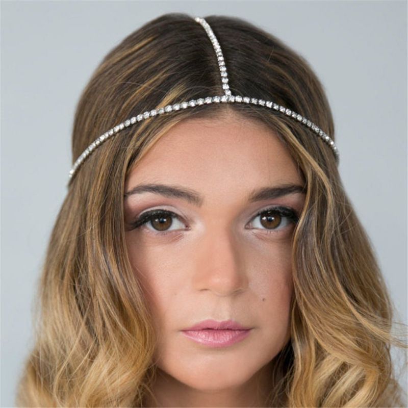 New minimalist rhinestone headb, bridal accessory with full diamond temperament, forehead chain hair accessory,_voghion.com