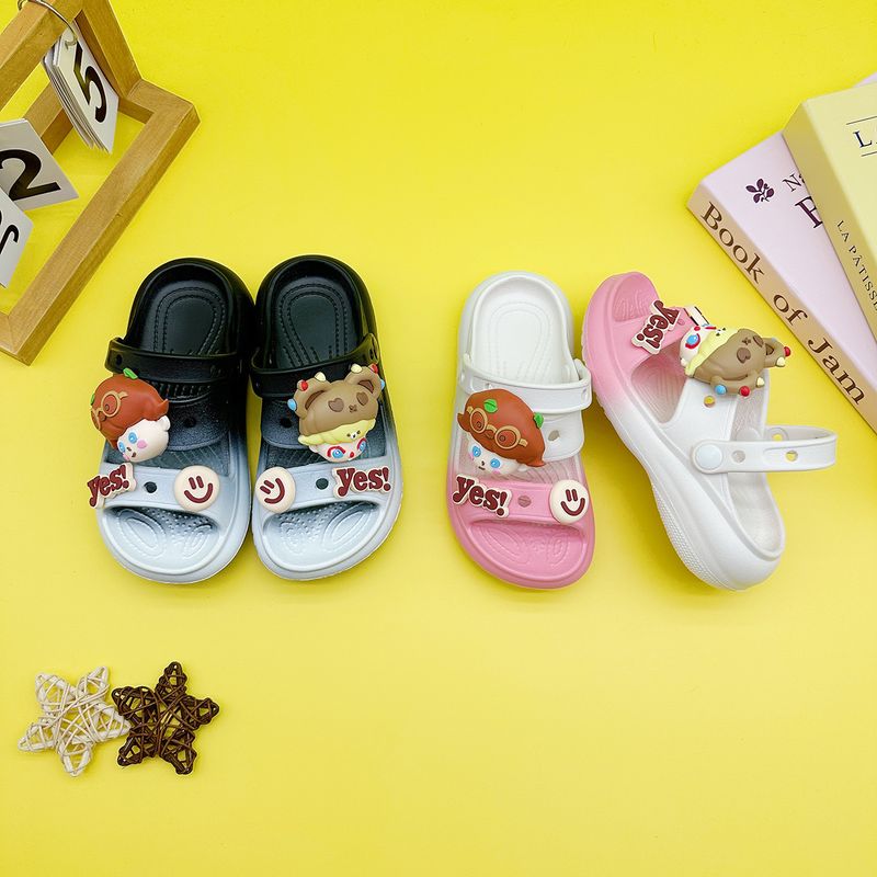 Mode Cartoon Bubble Mart Eltern-Kind-Hausschuhe Neue vielseitige flache Jungen Mädchen rutschfeste Sandalen mit weicher Sohle_voghion.com