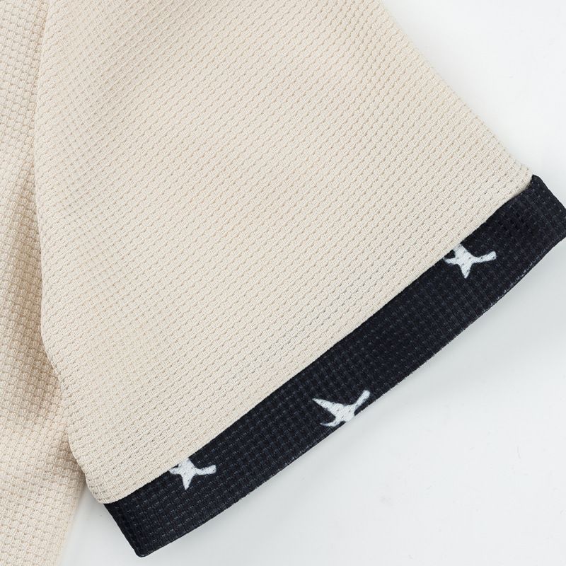 Camicia da uomo a maniche corte con risvolto, casual, in tessuto a nido d'ape, con bottoni e tasche_voghion.com