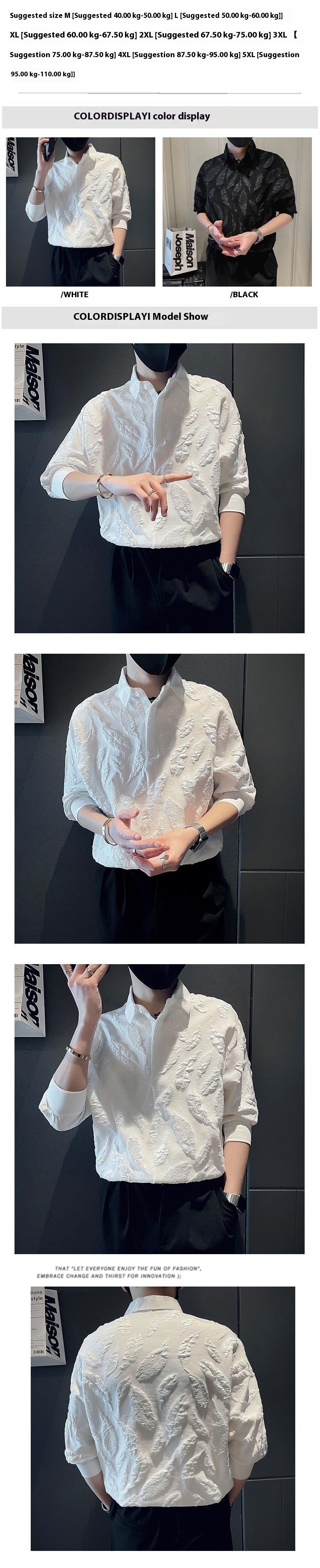 Yapi-tyylinen miesten lyhythihainen poolopaita trendikkäällä tuotemerkillä, kolmiulotteinen paitakuvio, lehdet, seitsemän ja puoli_voghion.com