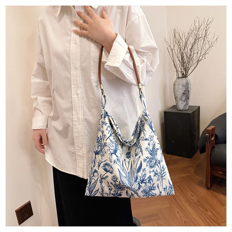 Damentaschen Freizeit Lazy Style Stickerei Zen Tragetasche Große Kapazität Leichte Pendler-Schulter-Umhängetasche Für Frauen_voghion.com