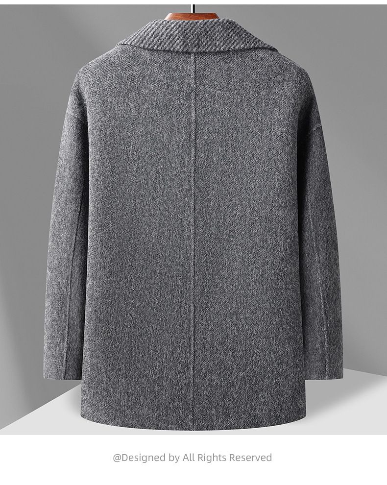 Vīriešu apģērbs Grezns vidēja garuma vilnas mētelis ar nokarenām plecu piedurknēm, plats variants, vīriešu rudens un ziemas divrindu abpusējs vilnas mētelis_voghion.com