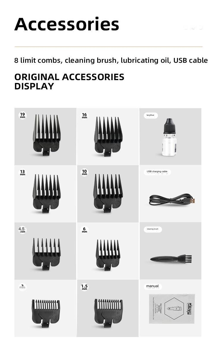 Kit de afeitado y empuje eléctrico recargable DSP/Dansong con pantalla digital de bajo nivel de ruido y potencia para cortadoras de cabello domésticas_voghion.com