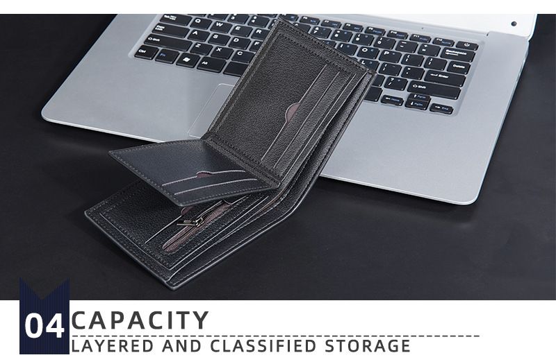 New men's wallet short baellerry contrast color multi-card slots tri-fold coin purse anti-magnetic wallet men_voghion.com