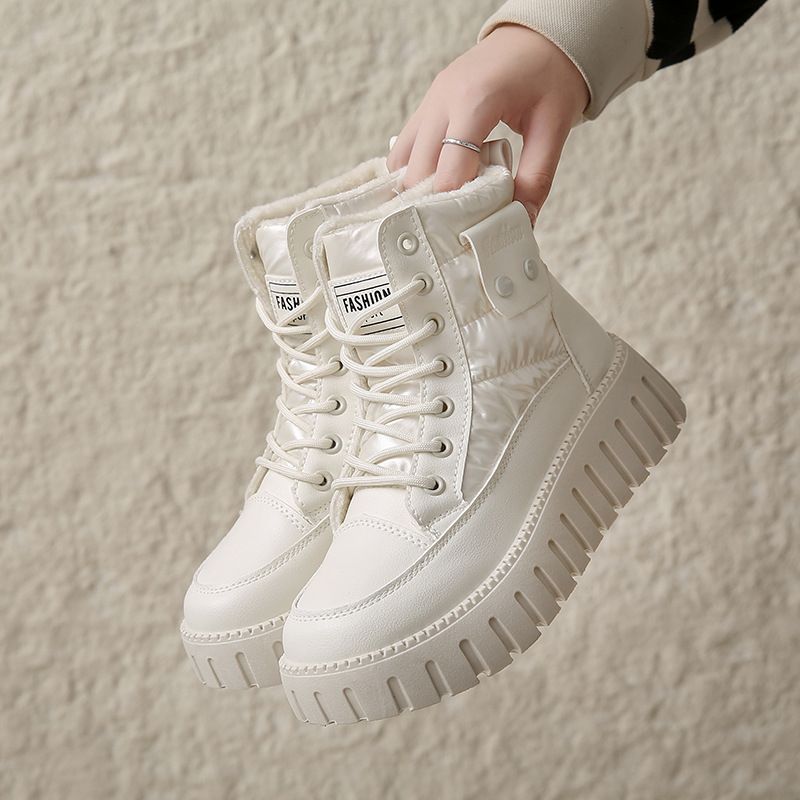 Botas Martin de terciopelo con suela gruesa para mujer, de algodón, resistentes al viento y con cordones, para senderismo, invierno 2024, ZY12297_voghion.com