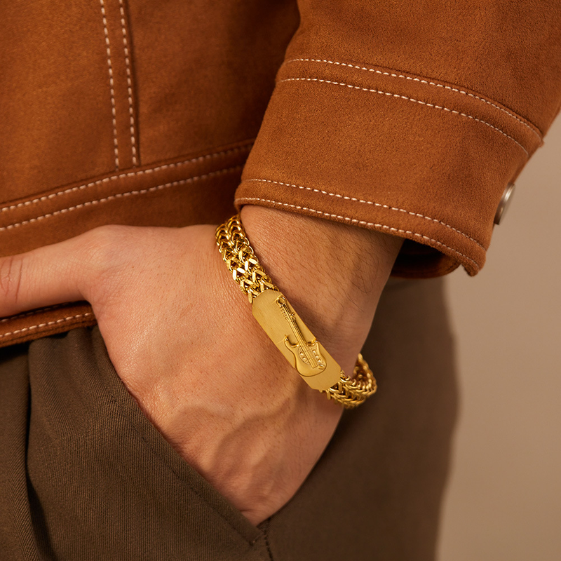 Source Keel Chain Rock Music Guitar Stainless Steel Bracelet For Men_voghion.com