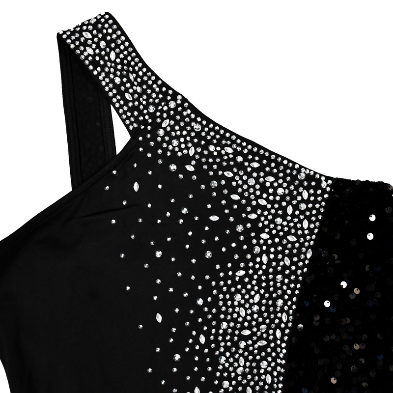 Damenbekleidung Einfarbig Hot Diamond Pailletten Ärmelloses Kleid mit langem Rock_voghion.com