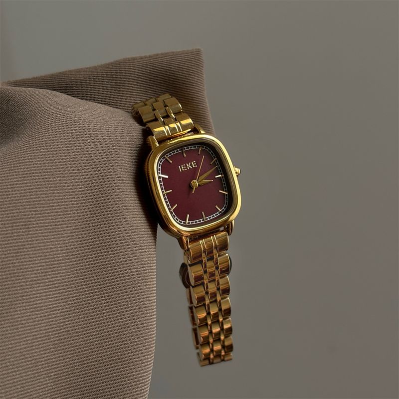 Relógio de quartzo feminino IEKE estilo vintage com pulseira de metal e aço, leve e moderno, com toque sofisticado, em promoção_voghion.com