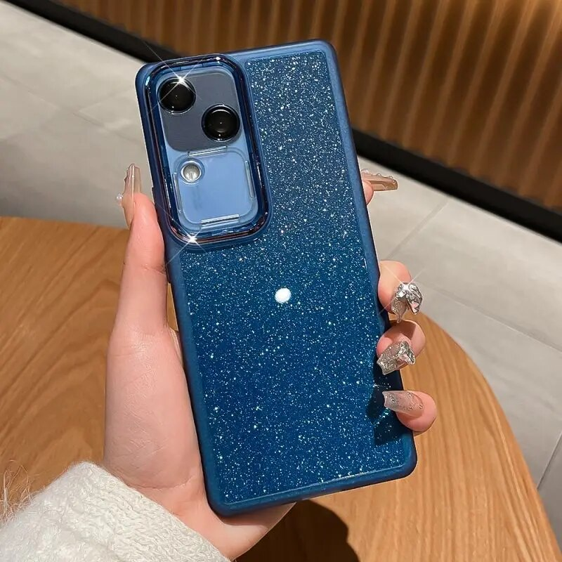 Pro Soft Glitter With Ring Stand Lens Protective Back Cover Case For VIVO V30 V30Pro Full Cove Phone Shell_voghion.com