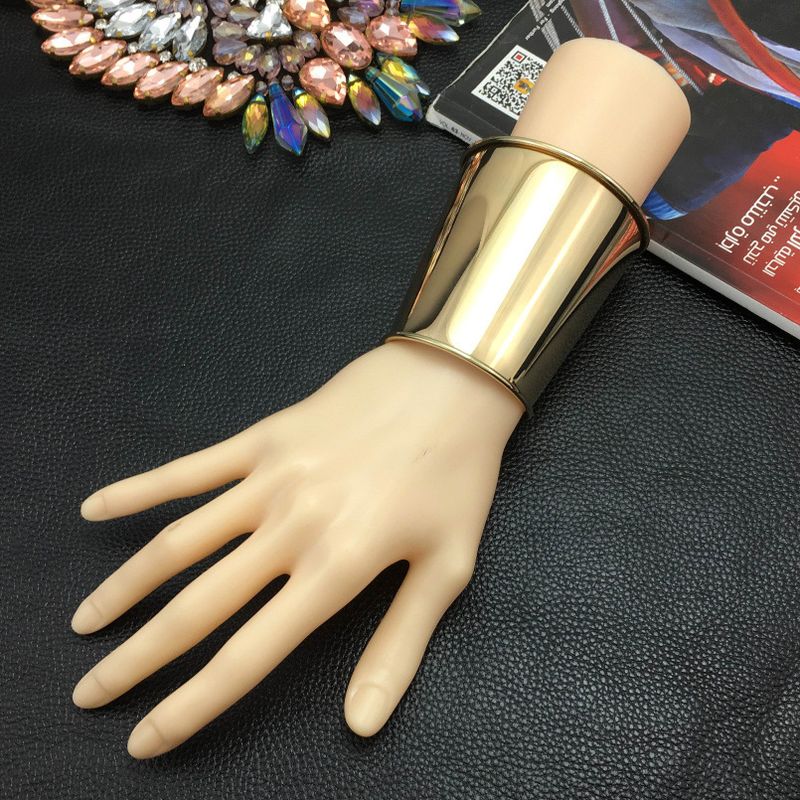 Przesadna moda, uniwersalna, elegancka, metalowa, gładka, szeroka wersja, bransoletka punkowa dla kobiet_voghion.com