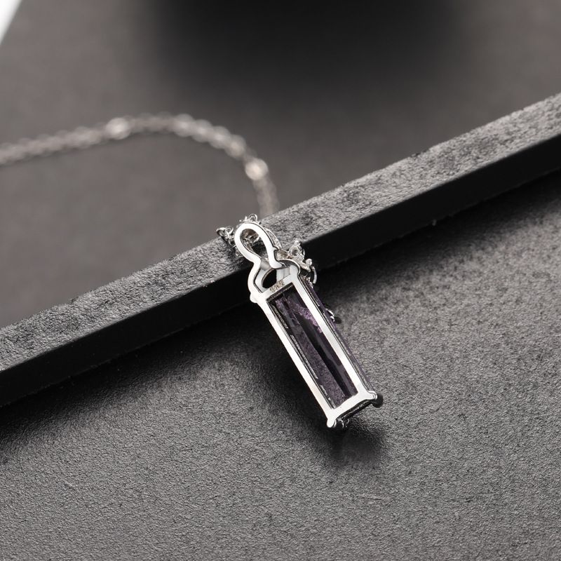 Moda Reale S Sterg Argento 45cm Collana Pendente Donna Catena Lucchetto Viola Ametista Naturale Colgante De Pierscionk Gioielli_voghion.com