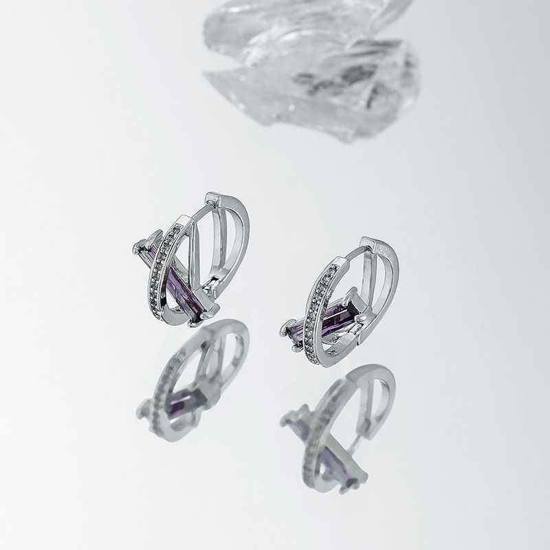 Versatili orecchini da donna in zircone viola di alta qualità, stile freddo, accessori unici e piccoli_voghion.com