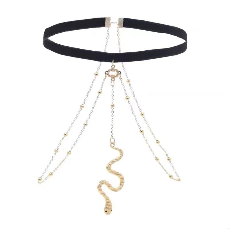 Gioielli unici a forma di serpente, sexy, da spiaggia, stile da donna, con catena multistrato e nappa_voghion.com
