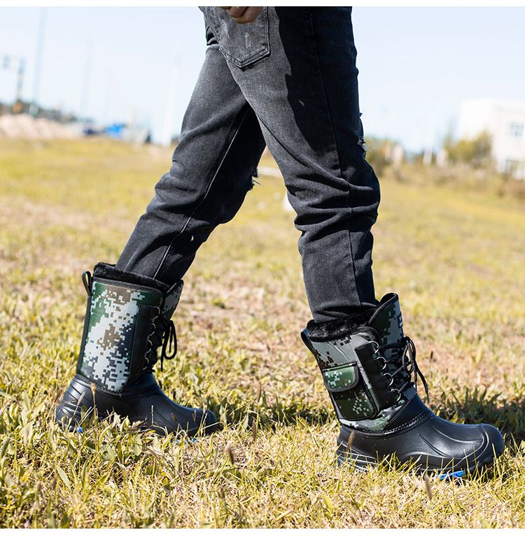 Stivali da neve invernali da uomo – Scarpe da pesca impermeabili in EVA con fodera in pile e suola antiscivolo (nero/blu/verde, calzano piccole)_voghion.com