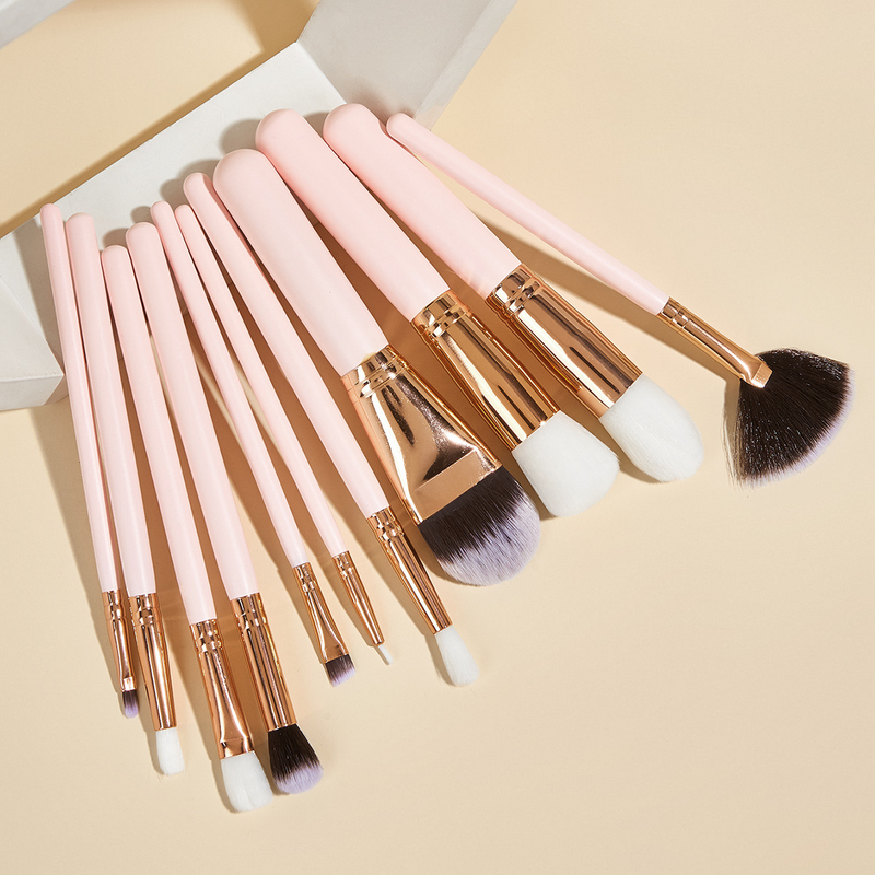 11 Make-up-Pinsel, Roségold-Set, Lidschattenpinsel, Grundierungspinsel, kleiner Fächerpinsel, Beauty-Tools GUJHUI_voghion.com