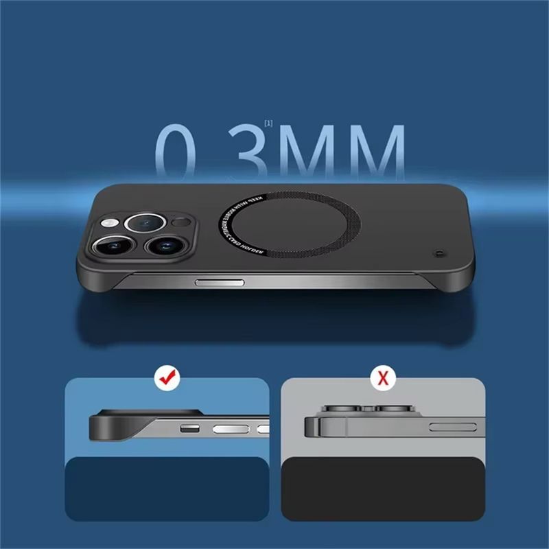Rahmenlose Hülle 13 12 11 16E Schlanke magnetische Handyhüllen für iPhone 15 14 Pro Max 16 Plus Cover_voghion.com