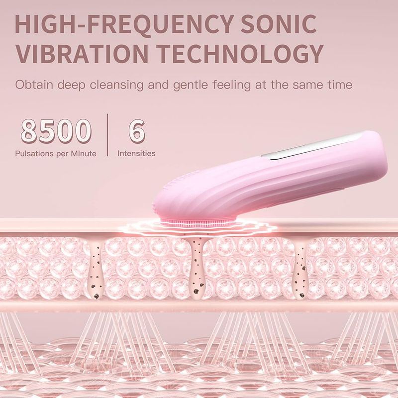 Sonic Waterproof Facial Cleansing Brush Rechargeable Scrubber Exfoliating Vibrating Deep Clean Face Cleaner Skin Care Tool_voghion.com