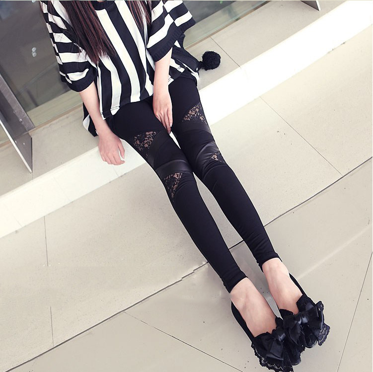 Leggings da donna a nove punti in pizzo a triangolo cavo in seta di latte e pelle per pantaloni da donna dimagranti e a gamba piccola_voghion.com
