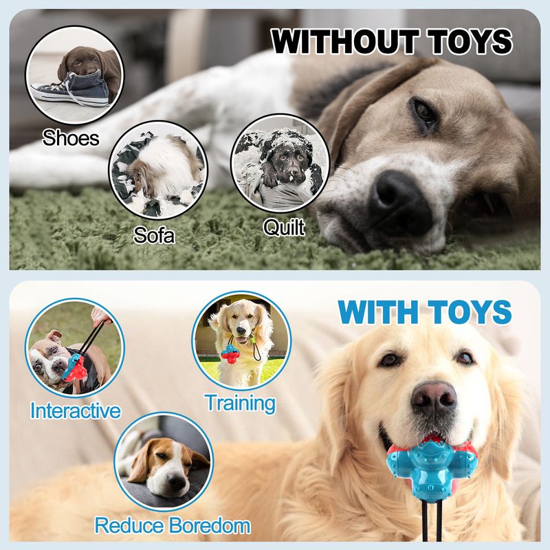Dog Durable Chew Teething Tug-of-War Treat Dispensing Toy Boredom Reliever For Small And Medium Dogs Pets_voghion.com