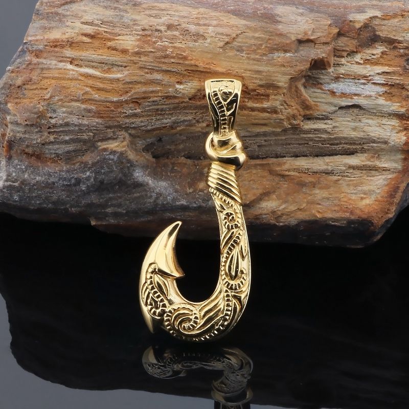 Men's Vintage Hook Pendant Necklace - Titanium Steel Ocean Fish Hook Jewelry For Punk Style_voghion.com