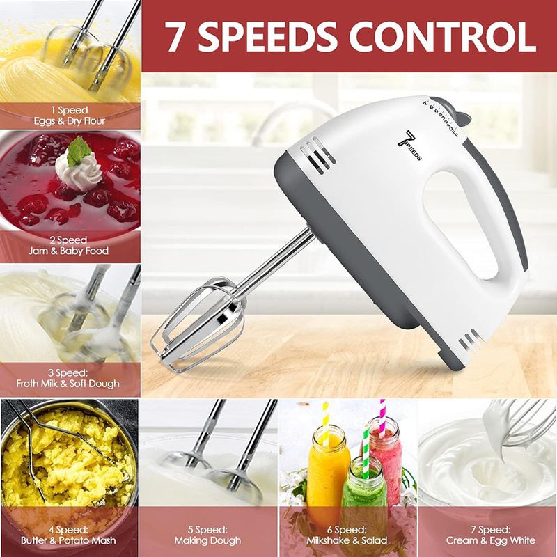 100W 7 Geschwindigkeiten Steuerung Hand Mini Mixer Lebensmittel Mixer Multifunktionale Küchenmaschine Küche Mini Elektrische Manuelle Kochwerkzeuge_voghion.com