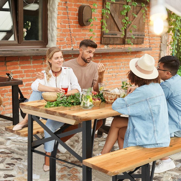 3 Pieces Folding Wooden Picnic Table Bench Set _voghion.com
