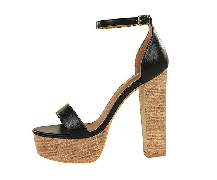 Women's Elegant Strappy Open-Toe High Heel Sandals With Chunky Heel & Platform Black Brown White Sizes 34-40 Super High Heel Waterproof Platform Shoes_voghion.com