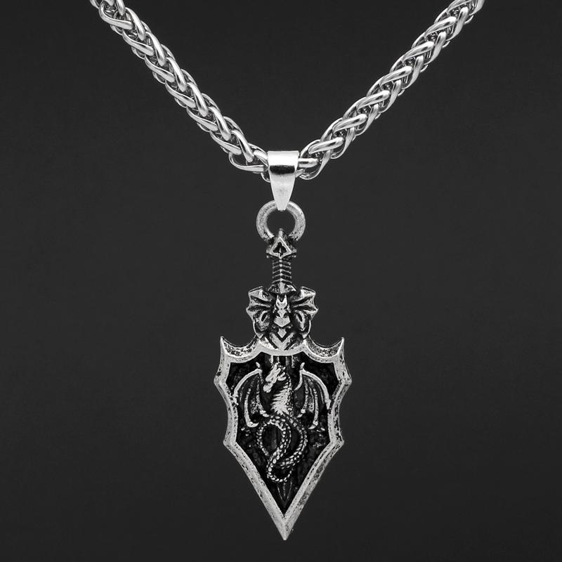 Personalità di vendita calda Cavaliere Spada Drago Ciondolo Collana da uomo Accessori Regalo Ali di drago_voghion.com