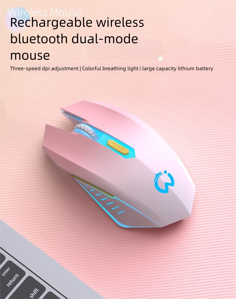 Souris sans fil Bluetooth double mode, silencieuse, rechargeable, pour ordinateur, téléphone portable, jeu, ordinateur portable, bureau, haute qualité, pour filles_voghion.com