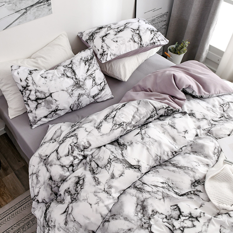 Home Garden Marble Pattern Printed Quilt Cover Bed Sheet Three Or Four Piece Set Full Size_voghion.com