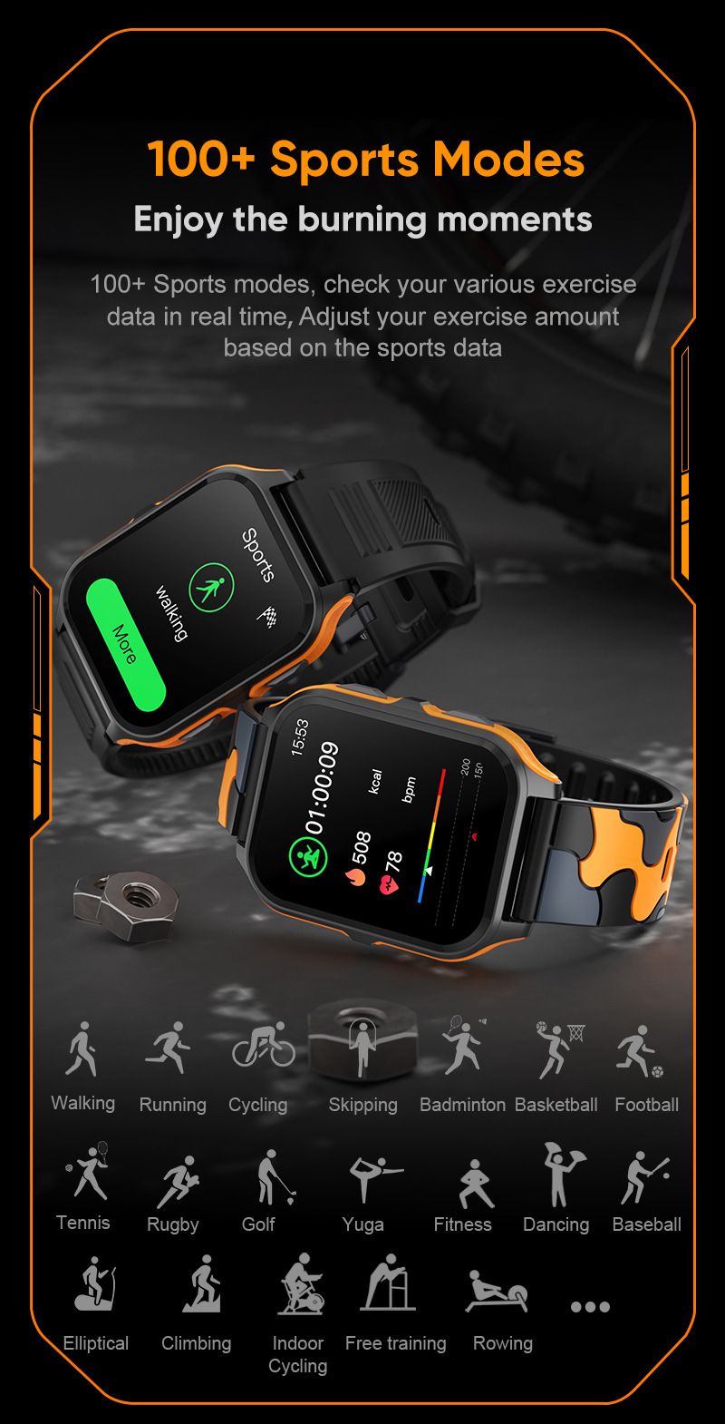 P73 Smart Watch Waterproof Sports Three Anti-heart Rate Meter Step Blood Pressure Monitoring Information Push Display_voghion.com