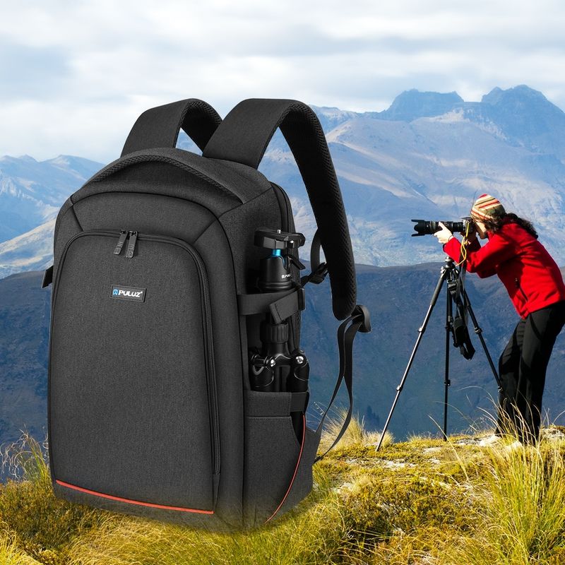 Puluz Outdoor Portable Dual Shoulders Backpack Waterproof With Rain Cover For Camera Lens Stabilizer Photography Bag_voghion.com